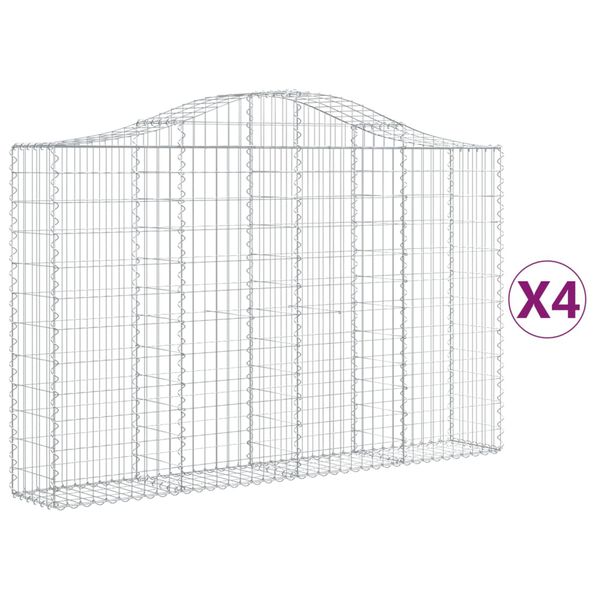 vidaXL Cestos gabi&atilde;o arqueados 4pcs 200x30x120/140cm ferro galvanizado