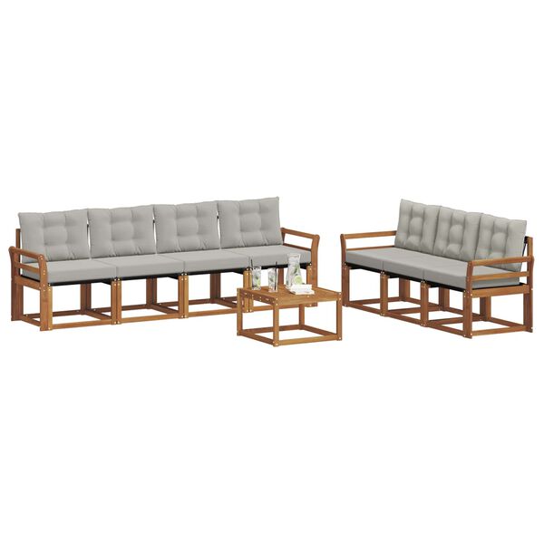 vidaXL Conjunto de Sof&aacute;s para Exterior 8 pcs Cinza Natural e Claro