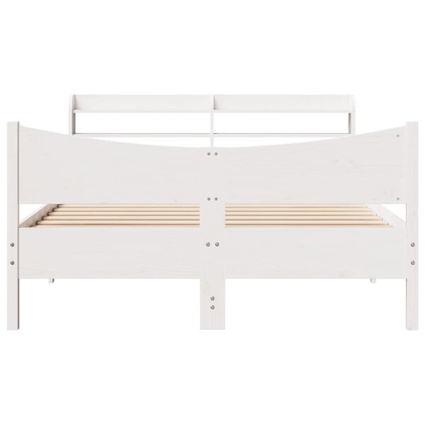 vidaXL Estrutura de cama com cabeceira 120x200 cm pinho maci&ccedil;o branco