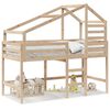 vidaXL Cama alta c/ escada e telhado 90x190 cm pinho maci&ccedil;o