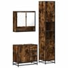 vidaXL 3 pcs conjunto de m&oacute;veis WC madeira processada carvalho fumado