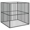 vidaXL Parque para c&atilde;es com 4 pain&eacute;is a&ccedil;o galvanizado preto