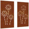vidaXL Decora&ccedil;&otilde;es p/ muro de jardim 2 pcs a&ccedil;o corten design flores