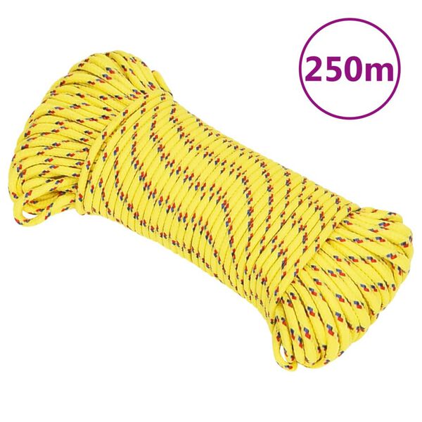 vidaXL Corda de barco 3 mm 250 m polipropileno amarelo