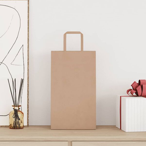 vidaXL Sacos de papel 250 unid com al&ccedil;as castanho 21x11x36 cm