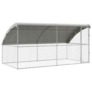 vidaXL Canil de Cachorro 2 unid. Prateado 4 x 2 x 2 m A&ccedil;o galvanizado