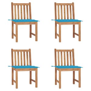 vidaXL Cadeiras de jardim c/ almofad&otilde;es 4 pcs madeira de teca maci&ccedil;a