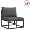 vidaXL Conjunto de Sof&aacute; de Jardim com almofada 8 pcs Preto Alum&iacute;nio
