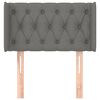 vidaXL Cabeceira de cama c/ abas tecido 83x16x78/88 cm cinzento-escuro