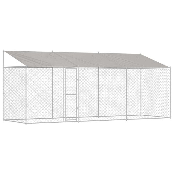 vidaXL Gaiola para cachorro com telhado Prateado 600 x 200 x 256 cm