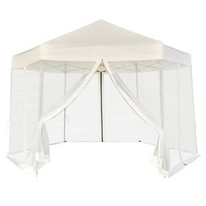 vidaXL Tenda festas pop-up hexagonal 6 paredes 3,6x3,1 m branco creme