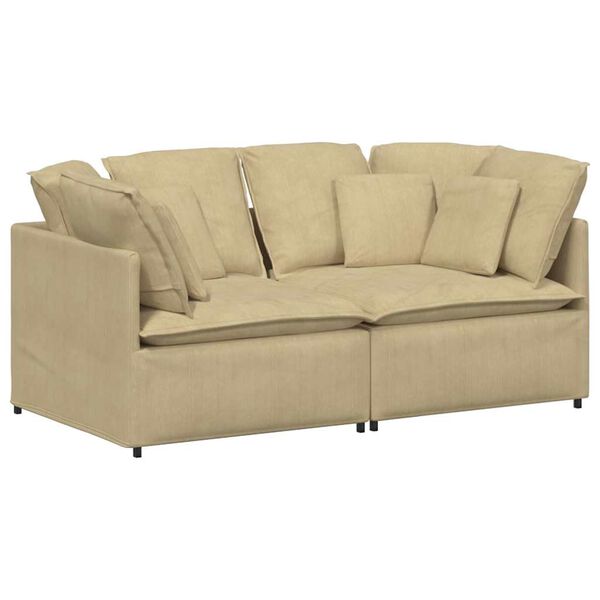 vidaXL Sof&aacute; modular com almofadas tecido corduroy verde cinzento