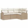 vidaXL Conjunto de Sof&aacute; de Jardim 4 pcs Bege e Branco vime PE