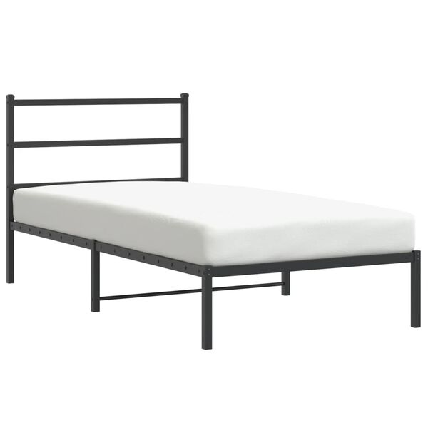 vidaXL Estrutura de cama com cabeceira 107x203 cm metal preto