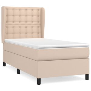 vidaXL Cama com molas/colch&atilde;o 80x200 cm couro artificial cappuccino