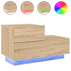 vidaXL Mesa de cabeceira com luzes LED 70x36x40,5 cm carvalho sonoma