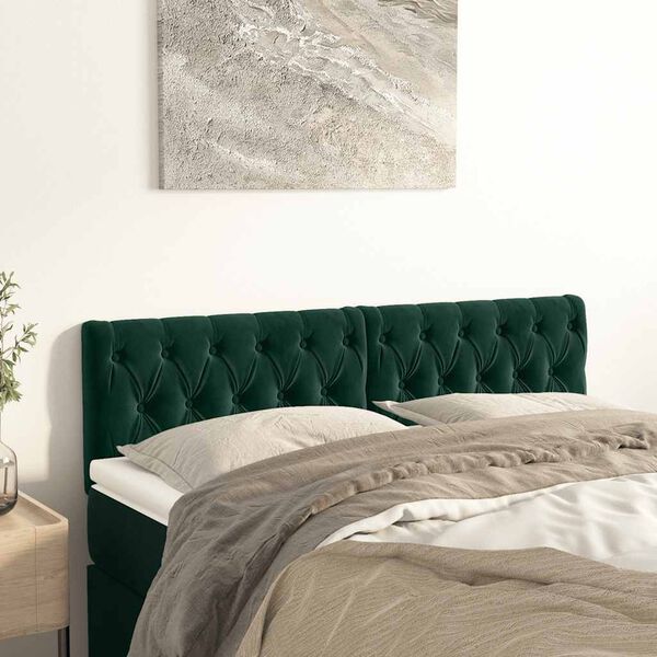 vidaXL Cabeceiras verde-escuro 160x7x78/88 cm veludo