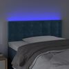 vidaXL Cabeceira de cama c/ luzes LED veludo 100x5x78/88cm azul-escuro