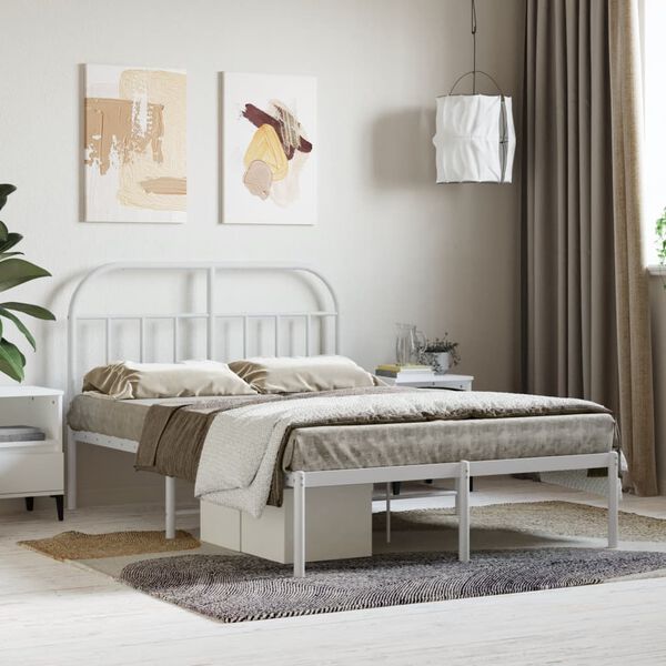 vidaXL Estrutura de cama com cabeceira 120x190 cm metal branco
