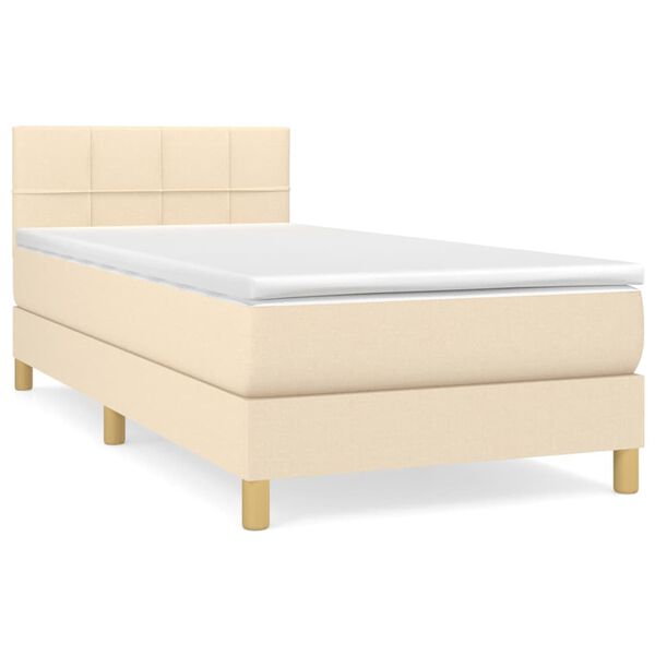 vidaXL Cama com molas/colch&atilde;o 100x200 cm tecido cor creme