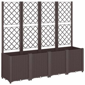 vidaXL Vaso/floreira de jardim c/ treli&ccedil;a 160x40x140 cm PP castanho