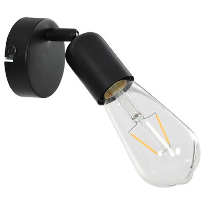 vidaXL Holofotes 2 pcs lâmpadas de incand. 2 W preto E27