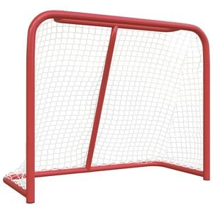 vidaXL Baliza de h&oacute;quei 183x71x122 cm poli&eacute;ster vermelho e branco