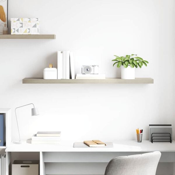 vidaXL Prateleira de parede suspensa 120x23,5x3,8 cm MDF cor carvalho