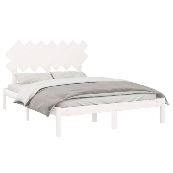 vidaXL Estrutura de cama 140x200 cm madeira maci&ccedil;a branco