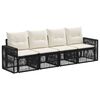 vidaXL Conjunto de Sof&aacute; de Jardim 4 unid. Preto e Branco Creme vime PE