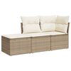 vidaXL 3 pcs conjunto de sof&aacute;s p/ jardim com almofad&otilde;es vime PE bege