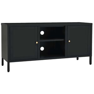 vidaXL M&oacute;vel de TV 105x35x52 cm a&ccedil;o e vidro preto