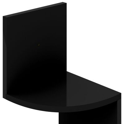 vidaXL Estante de canto p/ parede derivados madeira preto brilhante