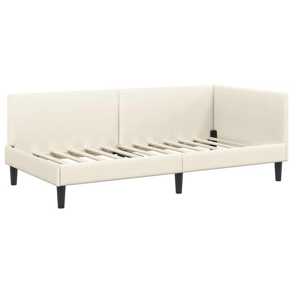 vidaXL Estrutura de Cama de Canto Creme 80 cm x 200 cm Veludo