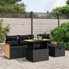 vidaXL 6 pcs conjunto sof&aacute;s de jardim c/ almofad&otilde;es vime PE preto