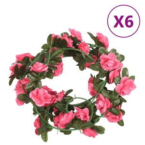 vidaXL Grinaldas de flores 6 pcs 240 cm vermelho rosado