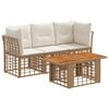 vidaXL Conjunto de Sof&aacute; de Jardim 4 unid. Natural e Branco Creme