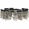 vidaXL 9 pcs conjunto de jantar p/ jardim c/ almofad&otilde;es cinzento claro