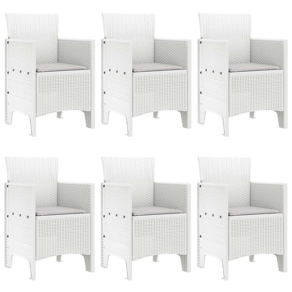 vidaXL Conjunto de Jantar para Jardim 7 pcs Branco Rattan Polt