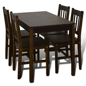 Conjunto Mesa com 4 Cadeiras / Madeira - Marrom