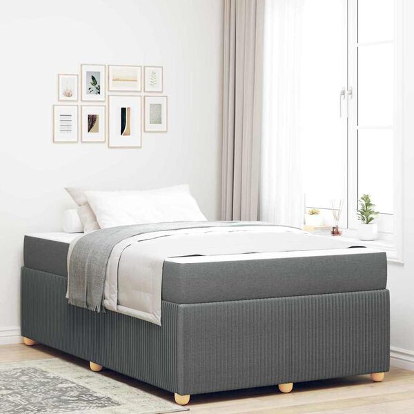 vidaXL Estrutura da Cama com colch&atilde;o Cinza Escuro 120 x 200 cm tecido