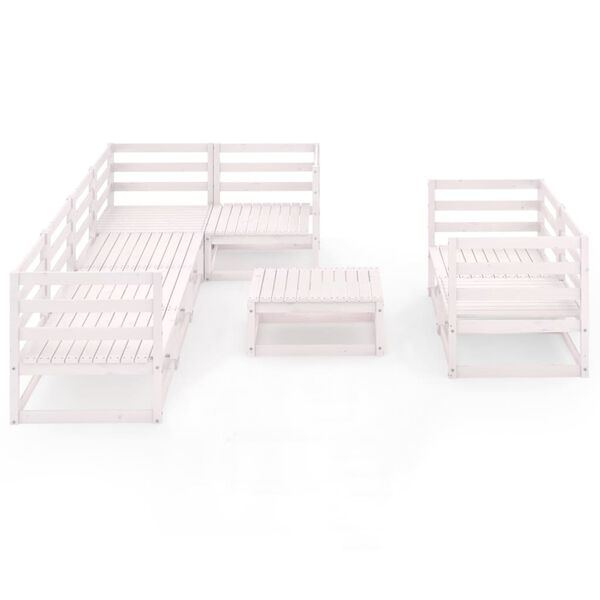 vidaXL 8 pcs conjunto lounge de jardim pinho maci&ccedil;o branco