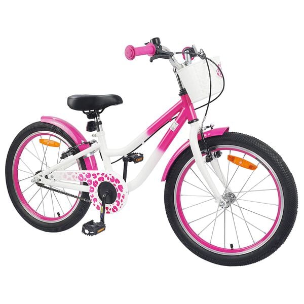 vidaXL Bicicleta Infantil 18 Polegadas para 5-7 anos Rosa Escuro