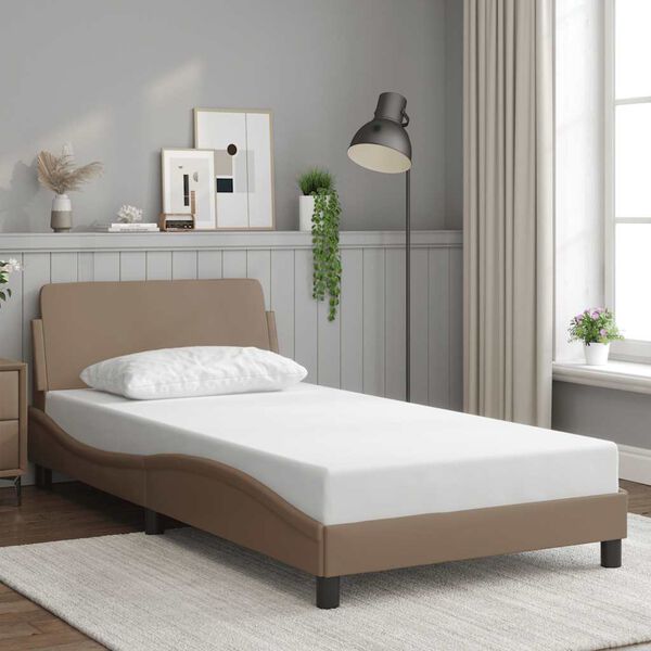 vidaXL Estrutura de cama Dover 100x200 cm couro artificial cappuccino