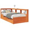 vidaXL Cama com estante sem colch&atilde;o 75x190cm pinho maci&ccedil;o castanho-mel