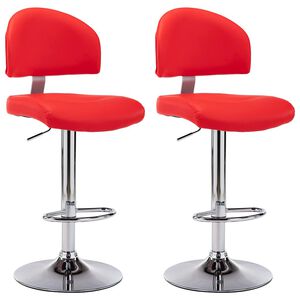 vidaXL Bancos de bar 2 pcs couro artificial vermelho