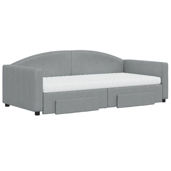 vidaXL Sof&aacute;-cama c/ gavet&atilde;o e gavetas 90x190 cm tecido cinzento-claro