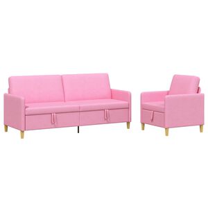 vidaXL Conjunto de Sof&aacute; com Armazenamento 2 unid. Rosa Poli&eacute;ster