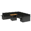 vidaXL 11 pcs conjunto sof&aacute;s de jardim c/ almofad&otilde;es vime PE preto