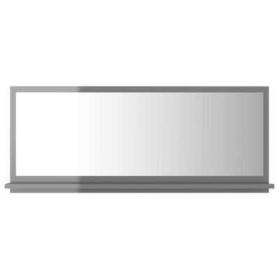 vidaXL Espelho de casa de banho 90x10,5x37cm contrap. cinza brilhante